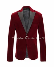 

Casual Men Suit Royal/Blue/Burgundy/Black Velveteen Man Blazer Men's Peak Lapel Coat For Wedding Only 1 Jacket Party Wear Suits