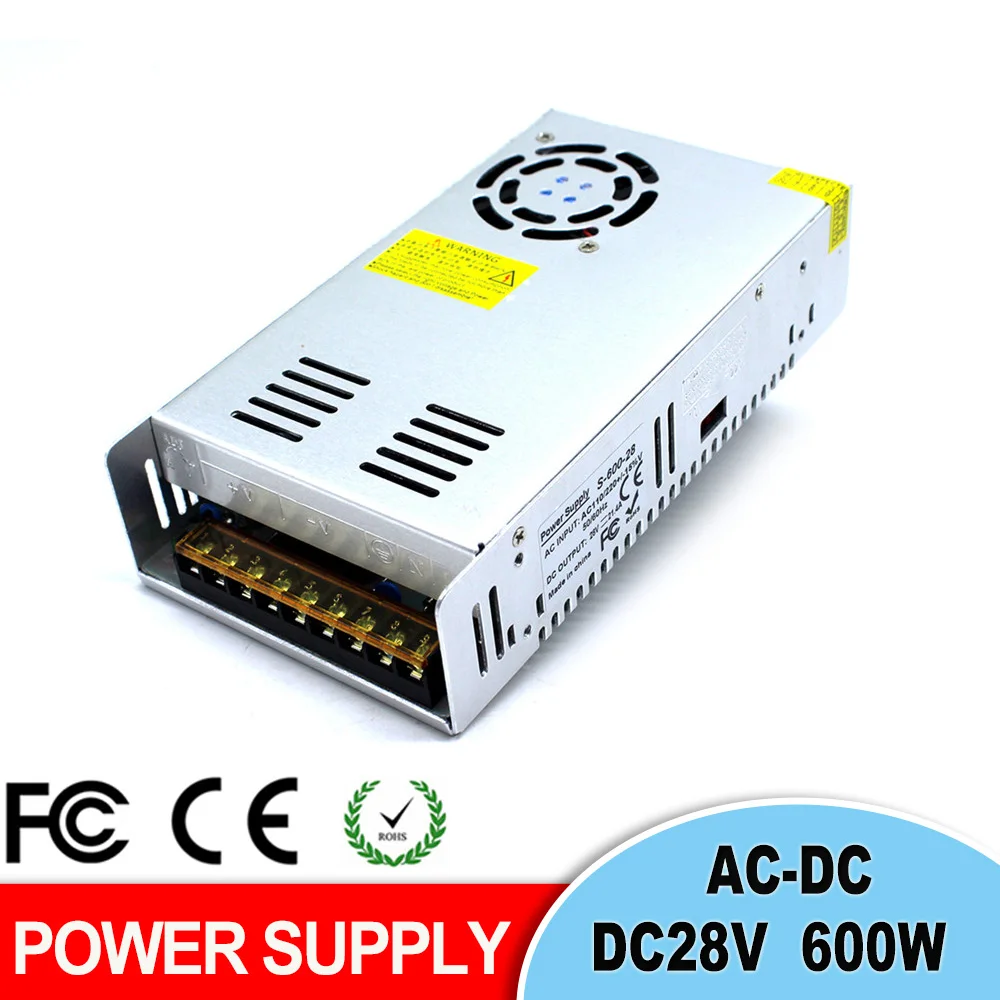 Универсальный dc 28V выключатель питания 21.4A 600W трансформаторы драйвера AC110V 220V к DC