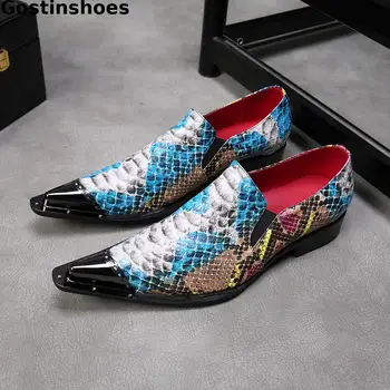 Fashion Adults Shoes Genuine Leather Snakeskin Printed Casual Loafers Men Pointed Iron Captoe Men Leisure Shoes Business Shoes
Fashion Adults Shoes Genuine Leather Snakeskin Printed Casual Loafers Men Pointed Iron Captoe Men Leisure Shoes Business Shoes