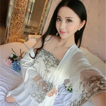2020 Spring and Autumn Court Style Loose Elegant Lace Ninth Sleeve Summer Leisure Tops Viscose Fiber Strap Two-Piece Nightgown
2020 Spring and Autumn Court Style Loose Elegant Lace Ninth Sleeve Summer Leisure Tops Viscose Fiber Strap Two-Piece Nightgown