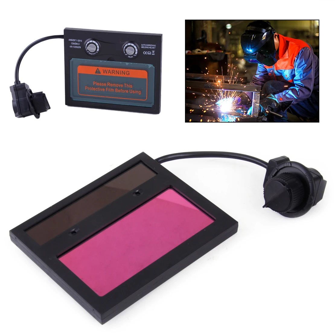 High Quality Adjustable Solar Auto Darkening Welding Helmet Lens Goggles UV IR Filter Shade DIN4 DIN9-13
High Quality Adjustable Solar Auto Darkening Welding Helmet Lens Goggles UV IR Filter Shade DIN4 DIN9-13