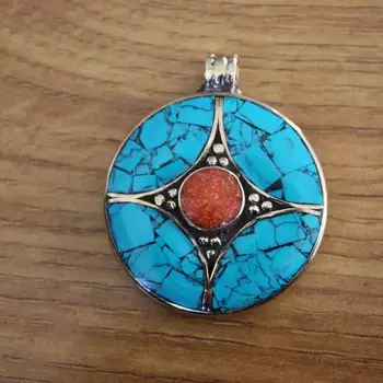 PN082 Ethnic Tibetan Copper Lapis Coral Stone Round Square Pendant Necklaces For Women Handmade Nepal Jewelry
PN082 Ethnic Tibetan Copper Lapis Coral Stone Round Square Pendant Necklaces For Women Handmade Nepal Jewelry