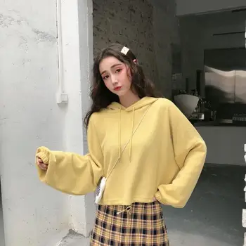 2020 Autumn New Arrival Candy Color Loose Short Section Waist Drawstring Wild Hooded Long- Sleeved Sweatshirt Free Shipping
2020 Autumn New Arrival Candy Color Loose Short Section Waist Drawstring Wild Hooded Long- Sleeved Sweatshirt Free Shipping