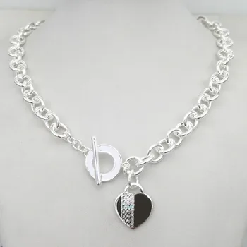 Sterling Silver 925 Classic Popular Cool Fashion LOVE Heart-shaped Ladies Necklace Jewelry Holiday Gift
Sterling Silver 925 Classic Popular Cool Fashion LOVE Heart-shaped Ladies Necklace Jewelry Holiday Gift