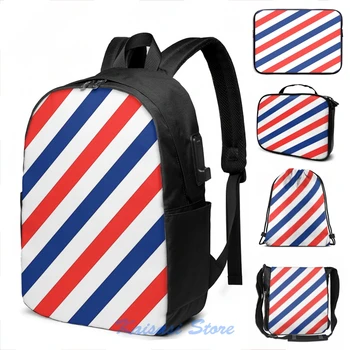 Funny Graphic print Barber Stripes USB Charge Backpack men School bags Women bag Travel laptop bag
Funny Graphic print Barber Stripes USB Charge Backpack men School bags Women bag Travel laptop bag