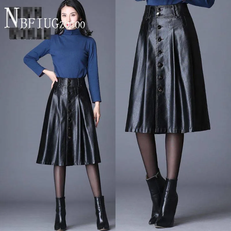 Female Leather Plus Size Skirt Autumn and Winter New Korean Pleated High Waist Black Women Skirts ZO1748
Female Leather Plus Size Skirt Autumn and Winter New Korean Pleated High Waist Black Women Skirts ZO1748