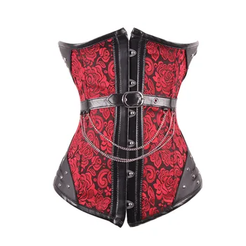 Gothic Corset Women Underbust Bustier Steel Boned Gorset Steampunk Jacquard Korsett Luxury Korse Thin Chain Korset Sexy Outwear 
Gothic Corset Women Underbust Bustier Steel Boned Gorset Steampunk Jacquard Korsett Luxury Korse Thin Chain Korset Sexy Outwear