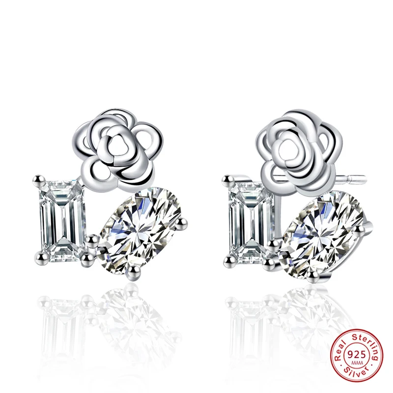Authentic 925 Sterling Silver Rose Flower with Double Dazzling Clear CZ Stud Earrings for Women Fine Jewelry Gift pendientes
Authentic 925 Sterling Silver Rose Flower with Double Dazzling Clear CZ Stud Earrings for Women Fine Jewelry Gift pendientes