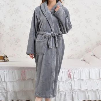 Winter Thicken Long Kimono Bathrobe Gown Flannel Sleepwear Nightgown Women Coral Fleece Nightwear Casual Soft Intimate Lingerie 
Winter Thicken Long Kimono Bathrobe Gown Flannel Sleepwear Nightgown Women Coral Fleece Nightwear Casual Soft Intimate Lingerie