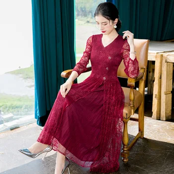 Lace Dress For Women Plus Size 2020 Spring New Elastic Miyake Pleated V Neck Three Quarter Sleeves Slim Pleated Dress Elegant
Lace Dress For Women Plus Size 2020 Spring New Elastic Miyake Pleated V Neck Three Quarter Sleeves Slim Pleated Dress Elegant