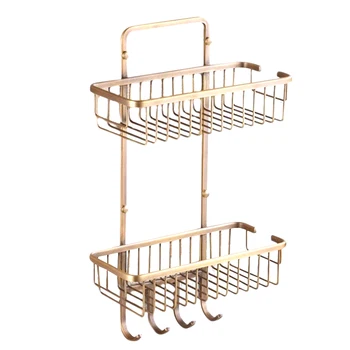 Dual Tier Copper Square Bathroom Basket Vintage,Antique Kitchen Rack Shelf Wall Mounted,European Storage Rack with Hooks 
Dual Tier Copper Square Bathroom Basket Vintage,Antique Kitchen Rack Shelf Wall Mounted,European Storage Rack with Hooks