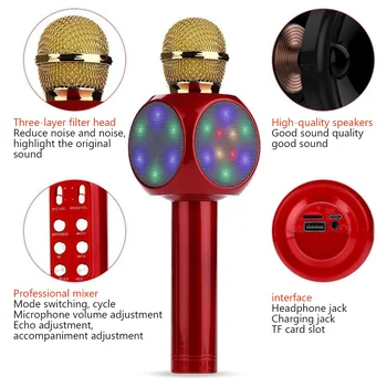 4 in 1 Wireless Handheld Microphone with LED light Karaoke Microphone, Bluetooth FM broadcast function, Dancing LED Lights
4 in 1 Wireless Handheld Microphone with LED light Karaoke Microphone, Bluetooth FM broadcast function, Dancing LED Lights