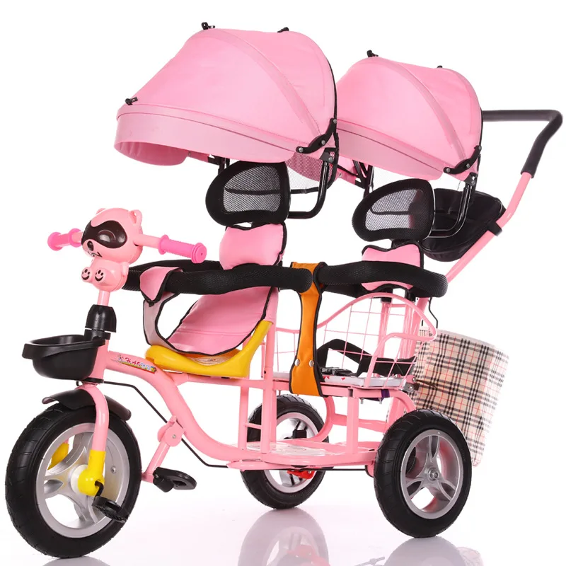 Фото Новинка 2019 детская трехколесная коляска двойная тележка с | Двойная коляска (1005001525183034)