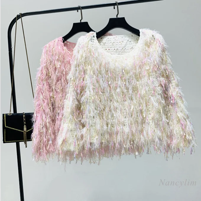 2021 Spring Autumn New Women Loose Temperament Short Furry Tassle Sweater Jersey Top for Women Girls Lady's Jumper Knitwear
2021 Spring Autumn New Women Loose Temperament Short Furry Tassle Sweater Jersey Top for Women Girls Lady's Jumper Knitwear