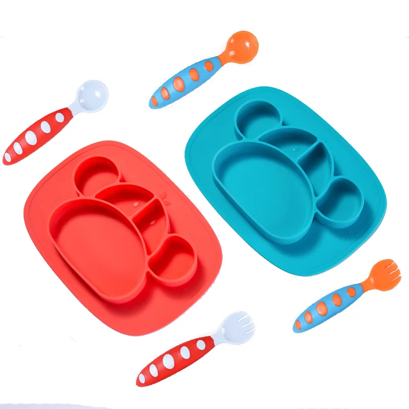 Children's One-Piece Separated Silicone Plate with spoon/fork Drop-Resistant Baby Silicone Placemat Bowl Kids Plate Tableware
Children's One-Piece Separated Silicone Plate with spoon/fork Drop-Resistant Baby Silicone Placemat Bowl Kids Plate Tableware