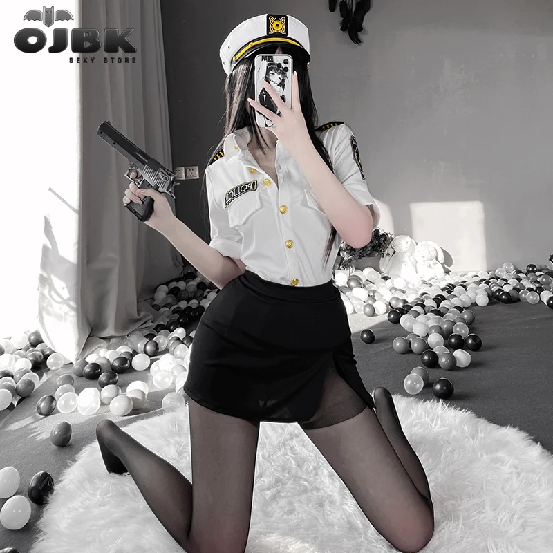 

OJBK Police Woman Officer Uniform Sexy Secretary Erotic Outfit Smooth Stretch Dress Lingerie Policewoman Couple Costumes 2022NEW