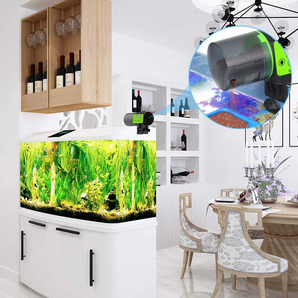Intelligent Timing Fish Tank Food Dispenser LCD Display Automatic Feeder Aquarium Large Capacity | Дом и сад