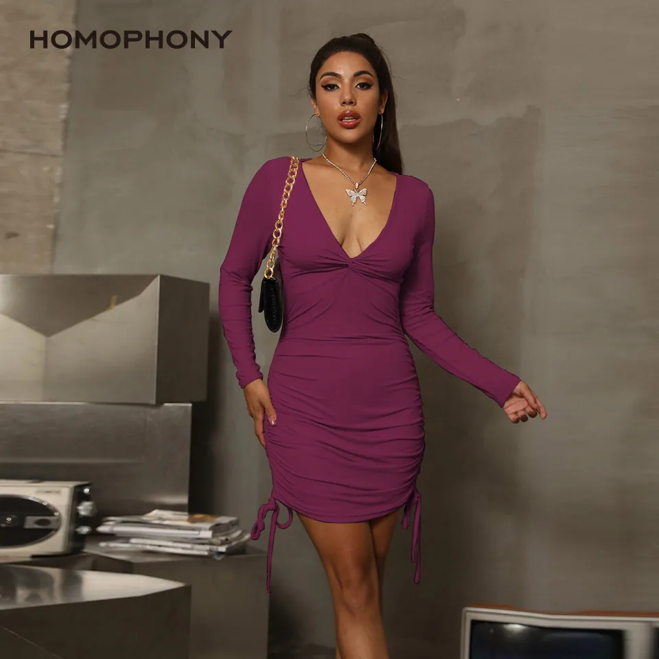 Homophony Spring and Autumn Woman Dress Deep V-Neck Sexy Dress Drawstring Long Sleeve Dress for Women Mini Party Dress Vestidos
Homophony Spring and Autumn Woman Dress Deep V-Neck Sexy Dress Drawstring Long Sleeve Dress for Women Mini Party Dress Vestidos