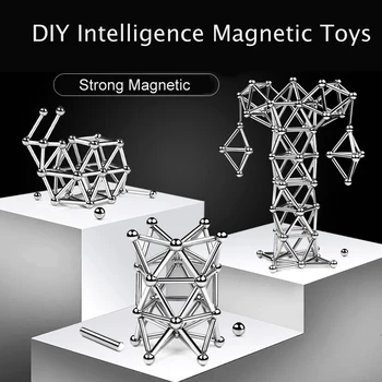 63pcs/Set DIY Magic Building Blocks Construction Magnets Cube stick toys Magnetic Bars Steel Balls Set Puzzle Educational Toys
63pcs/Set DIY Magic Building Blocks Construction Magnets Cube stick toys Magnetic Bars Steel Balls Set Puzzle Educational Toys