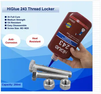HiGlue 243* 250ml Thread Locker Blue Removable Threadlocker Anaerobic Glue Oil Resistant Fast Cure
HiGlue 243* 250ml Thread Locker Blue Removable Threadlocker Anaerobic Glue Oil Resistant Fast Cure