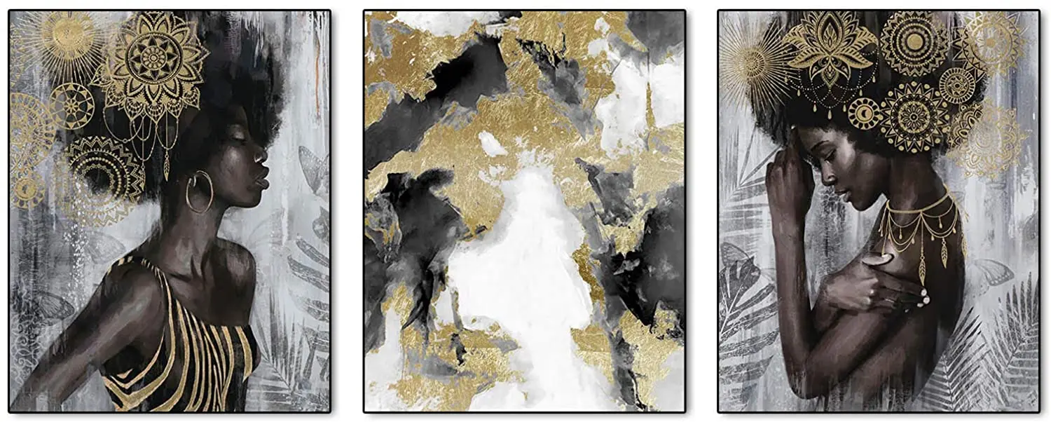 АФРИКАНСКАЯ ДЕВУШКА Золотая Современная Художественная живопись 3 шт. холст масляное украшение для стен дома
АФРИКАНСКАЯ ДЕВУШКА Золотая Современная Художественная живопись 3 шт. холст масляное украшение для стен дома