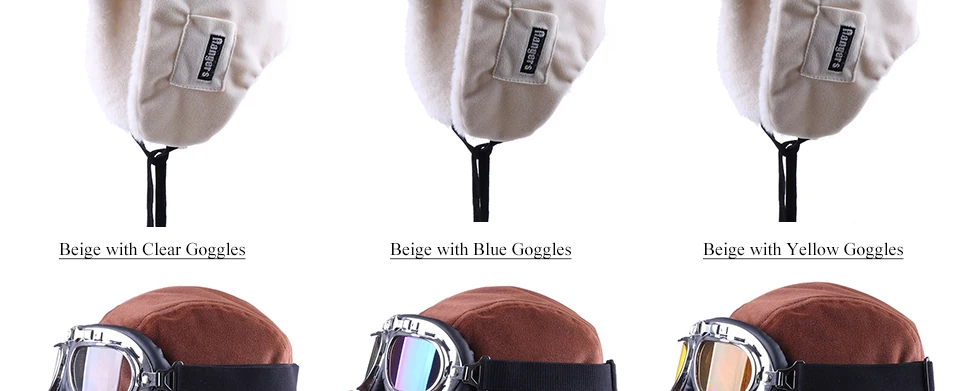 Winter Bomber Hats Plush Earflap Russian Ushanka with Goggles Men Women's Trapper Aviator Pilot Hat Faux Leather Fur Snow Caps Winter Bomber Hats Plush Earflap Russian Ushanka with Goggles Men Women's Trapper Aviator Pilot Hat Faux Leather Fur Snow Caps