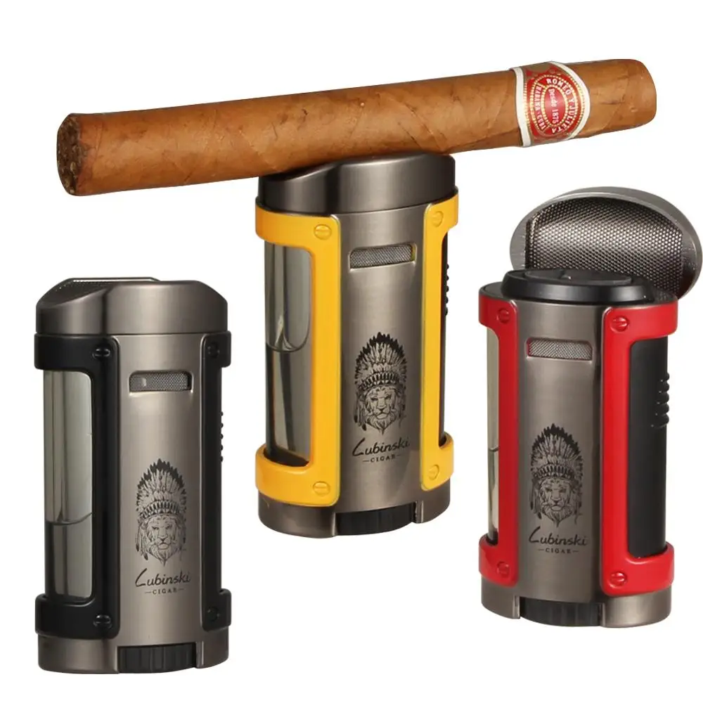 Cutter PIPITA Cigar Gift Set 4 Torch Butane Gas Cigar Lighter Tube Humidor