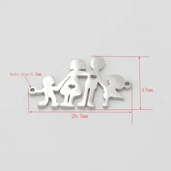 

100% Stainless Steel Mama Dad Parents Boy Girl Charm Pendant 2 Hole Connectors Family Jewelry Mirror Polish Wholesale 20pcs