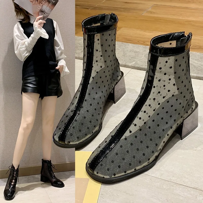 Fashion Novelty Womens Boots Ankle Short Air Mesh Polka Dot Vintage Boots Square Toe Med Square HeelWinter Big Size Shoes
Fashion Novelty Womens Boots Ankle Short Air Mesh Polka Dot Vintage Boots Square Toe Med Square HeelWinter Big Size Shoes