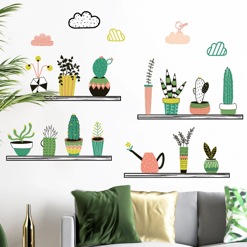 Green Plant Cactus Bonsai Potted Flower Plants Wall Stickers Decorative Home Decor Kitchen Window Living Room Decor Decal
Green Plant Cactus Bonsai Potted Flower Plants Wall Stickers Decorative Home Decor Kitchen Window Living Room Decor Decal