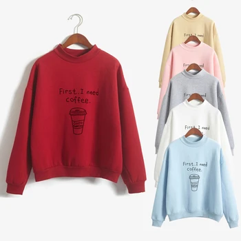 Spring Autumn Fashion Women's Sweatshirt Women's First I Need Coffee Print Hoodies Round Neck Long Sleeve Solid Capless Tops
Spring Autumn Fashion Women's Sweatshirt Women's First I Need Coffee Print Hoodies Round Neck Long Sleeve Solid Capless Tops