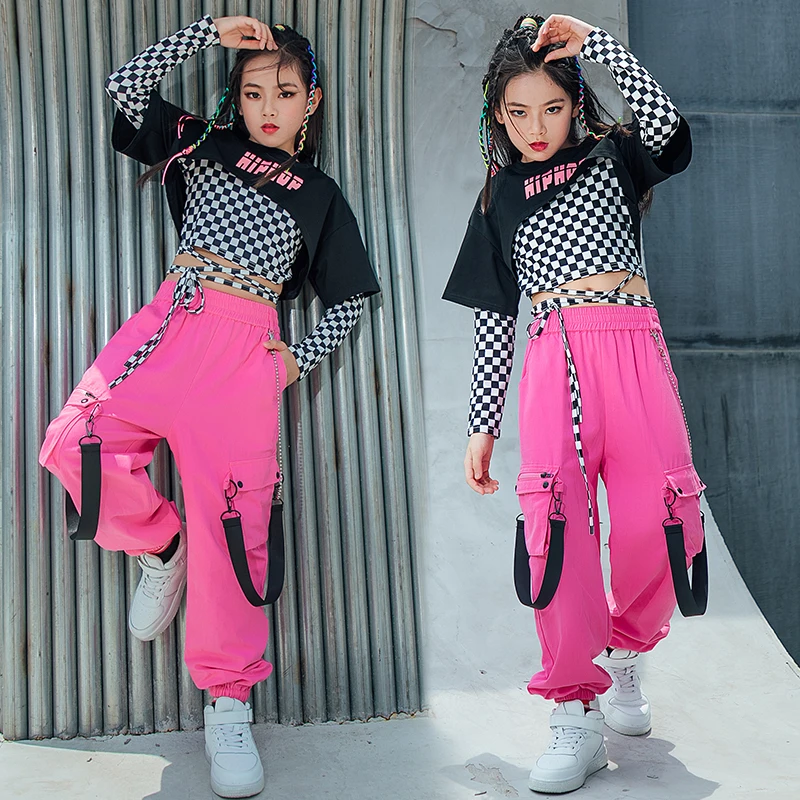 Children Hip Hop Dance Clothes Lattice Tops For Girls Casual Cargo Pants Jazz Performance Rave Wear Street Dance Costume
Children Hip Hop Dance Clothes Lattice Tops For Girls Casual Cargo Pants Jazz Performance Rave Wear Street Dance Costume