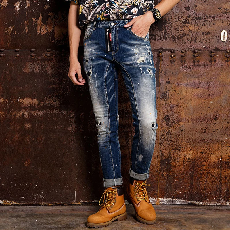 Fashion Streetwear Men Jeans Autumn Newly Designer Ripped Jeans Men Spliced Destroyed Denim Pants Elastic Hip Hop Jeans Homme
Fashion Streetwear Men Jeans Autumn Newly Designer Ripped Jeans Men Spliced Destroyed Denim Pants Elastic Hip Hop Jeans Homme