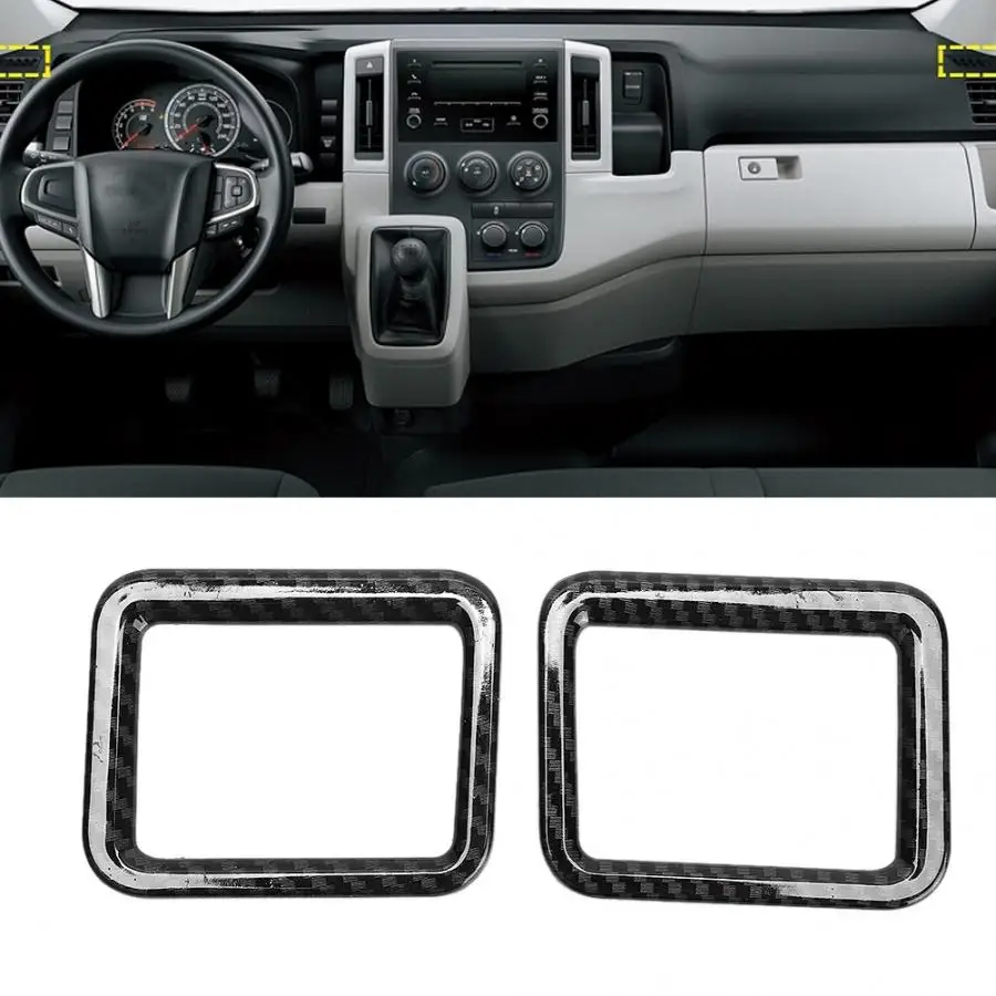2Pcs Front Upper Dashboard Side Vent Frame Cover Carbon Fiber Texture Fit for Toyota HiAce 2019 Car Interior Accessory
2Pcs Front Upper Dashboard Side Vent Frame Cover Carbon Fiber Texture Fit for Toyota HiAce 2019 Car Interior Accessory