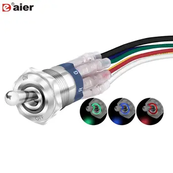 SPST ON Off LED Toggle Switch 12V RGB Lighted IP67 Waterproof 16mm Large Round Rocker Push Button Style Silver Chrome Car Marine
SPST ON Off LED Toggle Switch 12V RGB Lighted IP67 Waterproof 16mm Large Round Rocker Push Button Style Silver Chrome Car Marine