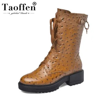 Taoffen High Quality Genuine Leather Mid Calf Boots Zipper Retro Round Toe Flats Winter Shoes Women Botas Footwear Size 34-39
Taoffen High Quality Genuine Leather Mid Calf Boots Zipper Retro Round Toe Flats Winter Shoes Women Botas Footwear Size 34-39
