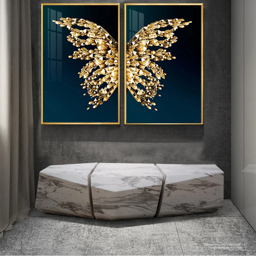 Абстрактные золотые крылья бабочки комплект картин настенный художественный