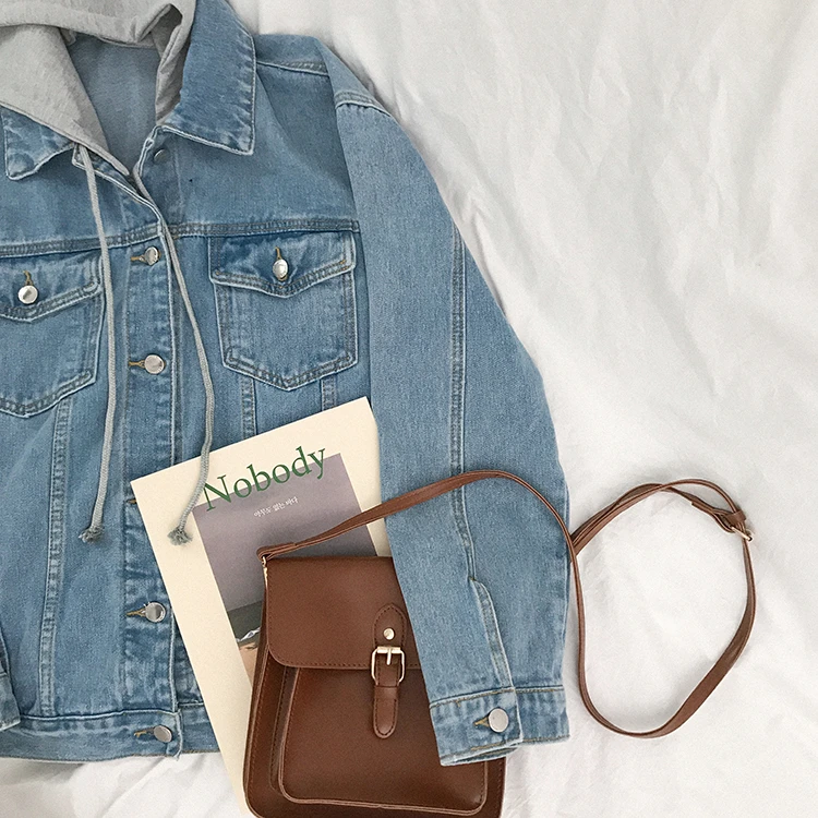 Colorfaith New 2020 Autumn Winter Women Denim Jacket Outerwear Hooded High Street Fashionable Korean Style Jeans Tops JK8303