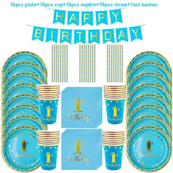 65pcs Baby 1st Birthday Disposable Tableware Pink Blue Plate Cup Napkin First Birthday Party Table Decor Baby Shower Supplies
65pcs Baby 1st Birthday Disposable Tableware Pink Blue Plate Cup Napkin First Birthday Party Table Decor Baby Shower Supplies
