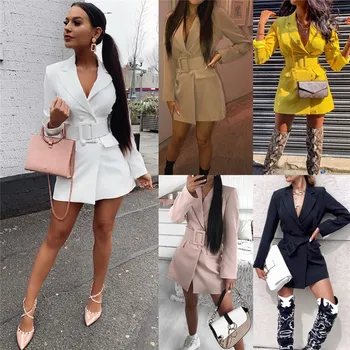 Factory Direct Sales Women Bodycon Lapel Blazer Double Breasted Long Sleeve V-neck Dress Formal 
Factory Direct Sales Women Bodycon Lapel Blazer Double Breasted Long Sleeve V-neck Dress Formal