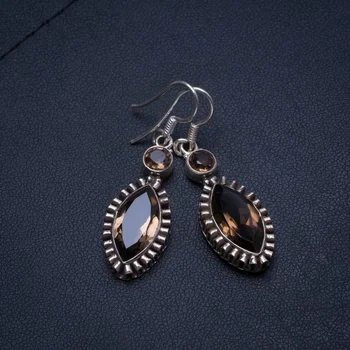 Natural Smoky Quartz Handmade Boho 925 Sterling Silver Earrings 1 1/2" T4144
Natural Smoky Quartz Handmade Boho 925 Sterling Silver Earrings 1 1/2" T4144