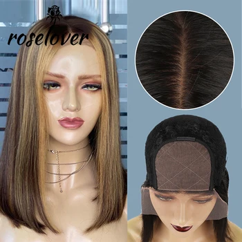ROSELOVER 150% Closure Wigs Short Straight Bob 4/27 Color Brazilian Remy Human Hair Wigs 4×4 Lace Silk Base Wig Pre Plucked
ROSELOVER 150% Closure Wigs Short Straight Bob 4/27 Color Brazilian Remy Human Hair Wigs 4×4 Lace Silk Base Wig Pre Plucked