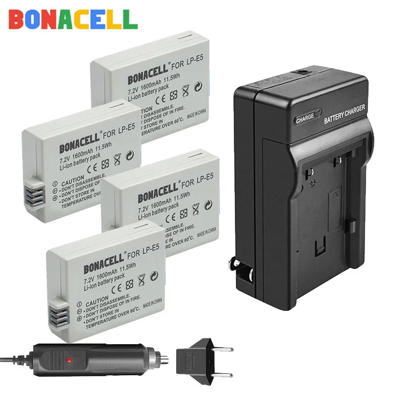 Bonacell 1600 мАч LP-E5 цифровой литий-ионный аккумулятор + зарядное устройство для
