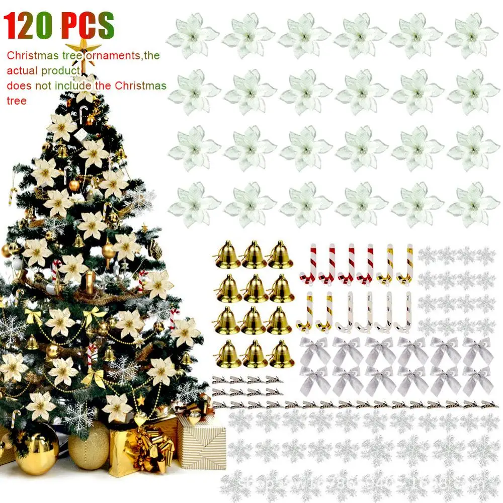 120pcs Christmas Tree Decoration Set Christmas Tree Pendant Plastic Flower Simulation Flower Set Pendant Christmas Decoration
120pcs Christmas Tree Decoration Set Christmas Tree Pendant Plastic Flower Simulation Flower Set Pendant Christmas Decoration