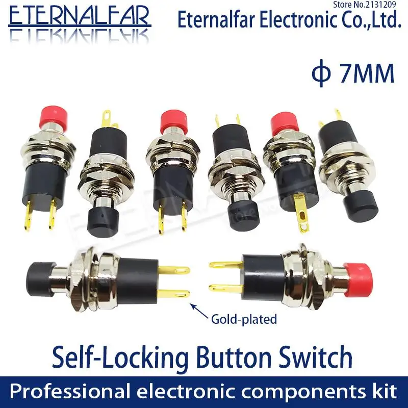 PB05A High-Quality Self-Locking SPST Normally Open Mini Push Switch Opening 7MM Small Button With Gold-plated ON-OFF 1A 250V AC
PB05A High-Quality Self-Locking SPST Normally Open Mini Push Switch Opening 7MM Small Button With Gold-plated ON-OFF 1A 250V AC