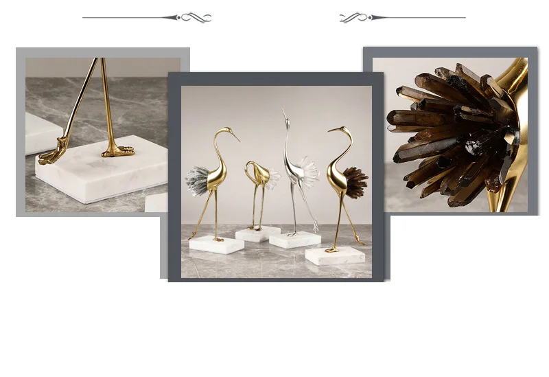 Luxtry Gold Silver Brass Flamingo Statue With Natural Pink Purple Blue Brown Crystal Stone Tail For Living Room Home Furnishing Luxtry Gold Silver Brass Flamingo Statue With Natural Pink Purple Blue Brown Crystal Stone Tail For Living Room Home Furnishing