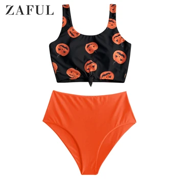 ZAFUL Pumpkin Print Knot Halloween Tankini Swimsuit For Women 2020 Summer New U Neck Wire Free High Waisted Padded Tankini Sets
ZAFUL Pumpkin Print Knot Halloween Tankini Swimsuit For Women 2020 Summer New U Neck Wire Free High Waisted Padded Tankini Sets