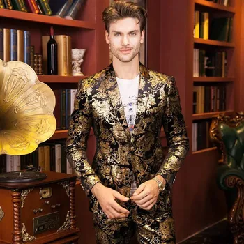 Luxury Golden Floral Printed Mens Suit Costume Large Size 5XL Wedding Dress Terno Blazer Jacket+ Pants Office Party Tuxedo Sets
Luxury Golden Floral Printed Mens Suit Costume Large Size 5XL Wedding Dress Terno Blazer Jacket+ Pants Office Party Tuxedo Sets