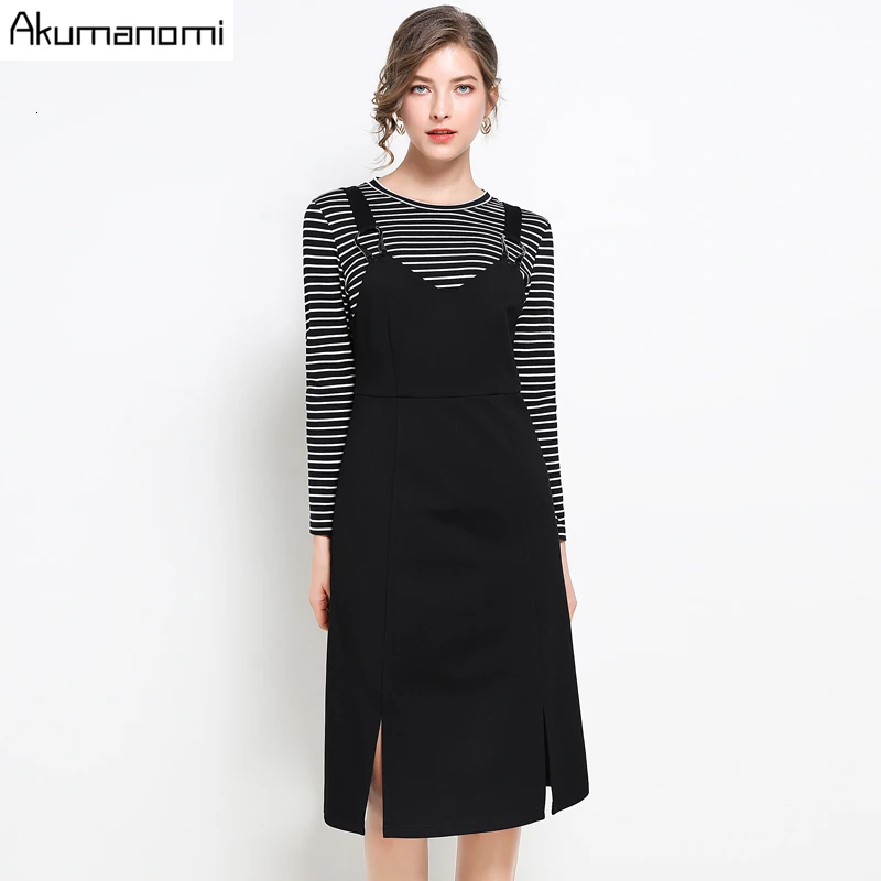 Two Piece Set Plus Size 5xl Autumn 2019 New Suits Striped Full Sleeve Black Vest Sling Dress Free Shipping Ensemble Deux Pièces
Two Piece Set Plus Size 5xl Autumn 2019 New Suits Striped Full Sleeve Black Vest Sling Dress Free Shipping Ensemble Deux Pièces