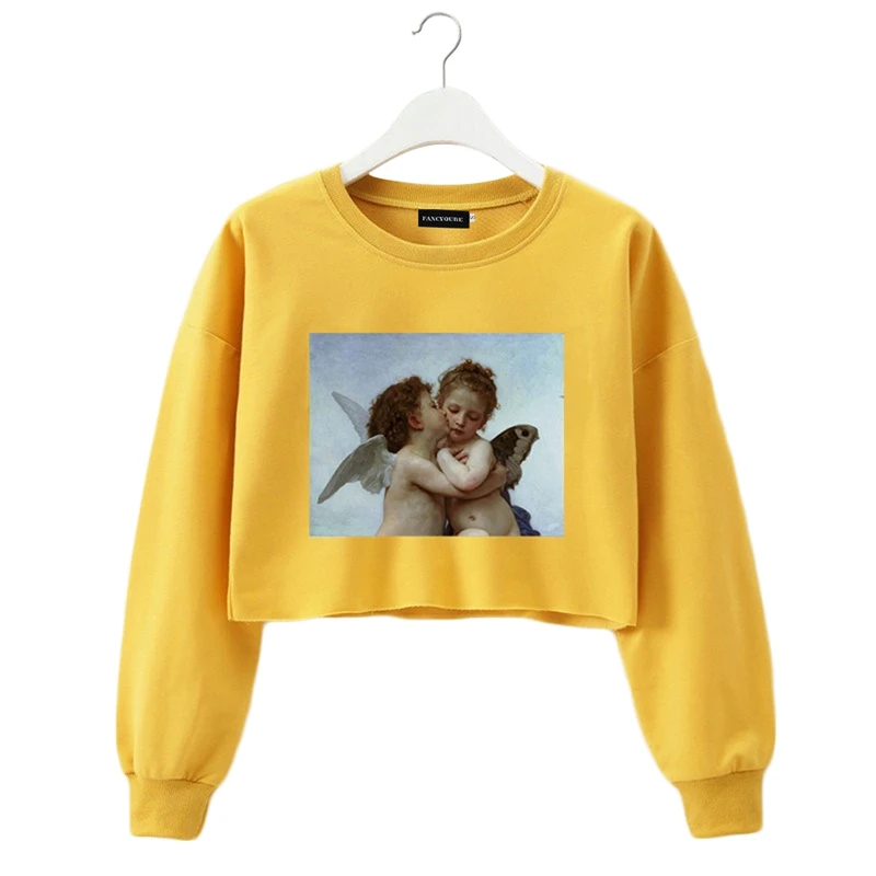 Women Cupid Pattern Vintage Female Sweatshirts Harajuku Pullovers Loose 2020 Autumn Winter Crop Top Flare Sleeve Sweatshirt
Women Cupid Pattern Vintage Female Sweatshirts Harajuku Pullovers Loose 2020 Autumn Winter Crop Top Flare Sleeve Sweatshirt